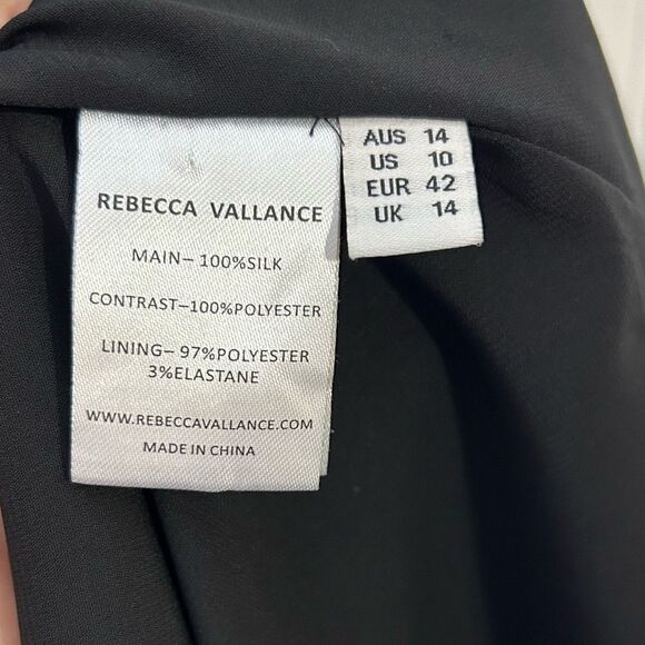 Rebecca Vallance Darlene Midi Dress Black Silk Cut Out Button Front 10 Puff - Picture 9 of 9